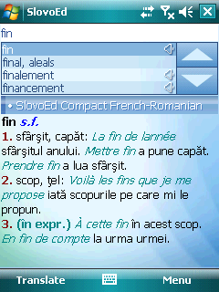 SlovoEd Compact French-Romanian dictionary for Windows Mobile