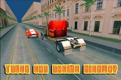 Truck car racing highway