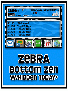 Zebra in Blue Bottom Zen w/Hidden Today+ 8520/Curve Theme