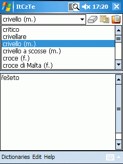 AW Italian-Czech Technical Dictionary (Pocket PC)