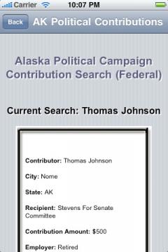 Alaska Political Campaign Contribution Search (Federal)