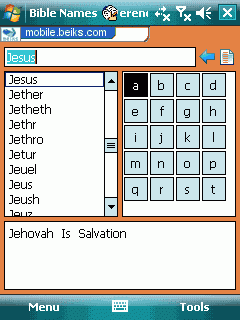 BEIKS Bible Names Glossary for Pocket PC