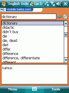 BEIKS English-Indonesian Bidirectional Dictionary for Pocket PC