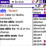 BEIKS English-Irish Dictionary for Palm OS