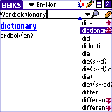 BEIKS English-Norwegian Bidirectional Dictionary for Palm OS