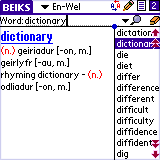 BEIKS English-Welsh Bidirectional Dictionary for Palm OS