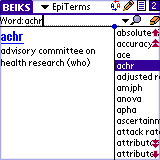 BEIKS Epidemiology Terms Glossary for Palm OS