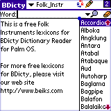 BEIKS Folk Instruments Glossary for Palm OS