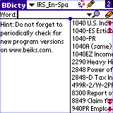 BEIKS IRS English - Spanish Dictionary for Palm OS