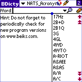 BEIKS NATS Acronyms Glossary for Palm OS