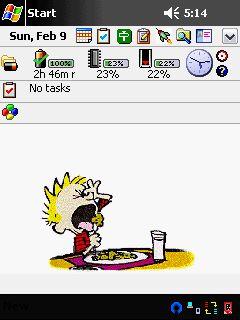 Calvin eating Dinner Animated Theme for Pocket PC