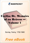 Cecilia; Or, Memoirs of an Heiress - Volume 1 for MobiPocket Reader