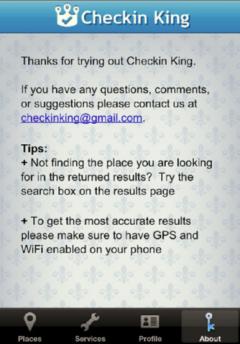 Checkin King for iPhone