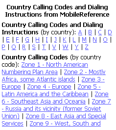 Country Calling Codes, Dialing Instructions, and Worldwide Emergency Phone Numbers (Palm OS)