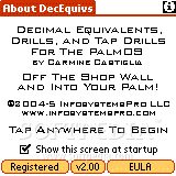 Decimal Equivalents, Drills, And Tap Drills For Palm OS