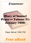 Diary of Samuel Pepys - Volume 71 for MobiPocket Reader