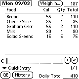 Diet Tracker for Palm OS