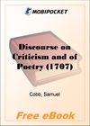 Discourse on Criticism and of Poetry (1707) for MobiPocket Reader