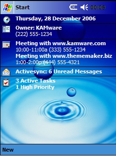 Drops of Blue AMF Theme for Pocket PC