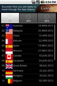 F1 Schedule 2012