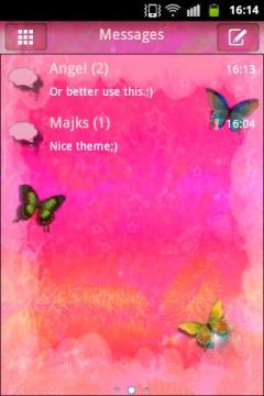 GO SMS Theme Pink Butterfly