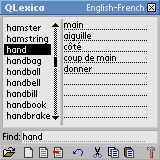 Lexica English-French-English dictionary