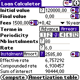 Loan Calculator for Palm OS