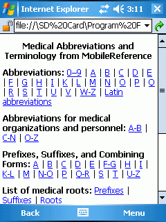 Medical Abbreviations and Terminology (Palm OS)