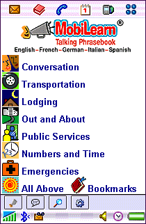 MobiLearn Talking Phrasebook, English-French-German-Italian-Spanish (UIQ)