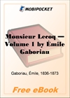 Monsieur Lecoq - Volume 1 for MobiPocket Reader