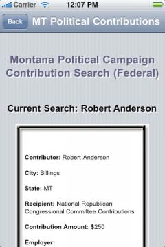 Montana Political Campaign Contribution Search (Federal)