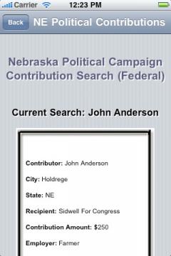 Nebraska Political Campaign Contribution Search (Federal)