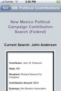 New Mexico Political Campaign Contribution Search (Federal)