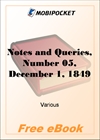 Notes and Queries, Number 05, December 1, 1849 for MobiPocket Reader
