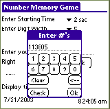 Number Memory Guessing Game