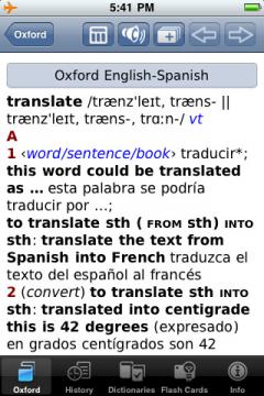 Oxford English - Spanish Dictionary for iPhone