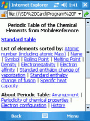 Periodic Table of the Chemical Elements Quick Study Guide (Palm OS)