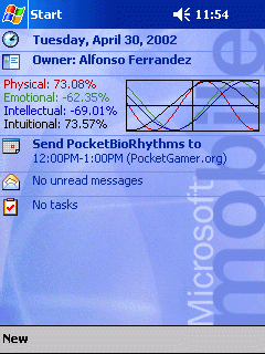 PocketBioRhythms for PocketPC 2002