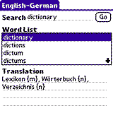 PocketDict English - German for Palm