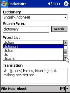 PocketDict English - Indonesian for Pocket PC