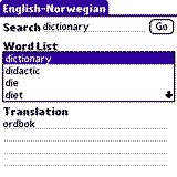 PocketDict English - Norwegian for Palm