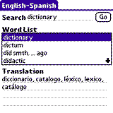 PocketDict English - Spanish for Palm