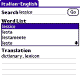 PocketDict Italian - English for Palm