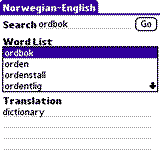 PocketDict Norwegian - English for Palm