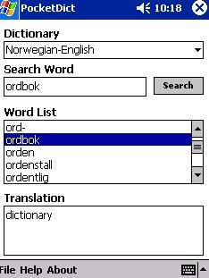 PocketDict Norwegian - English for Pocket PC