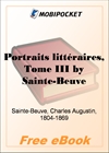 Portraits litteraires, Tome III for MobiPocket Reader