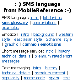 SMS Language Quick Reference (Palm OS)