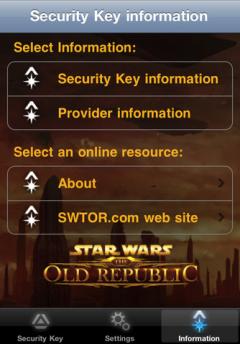 Star Wars: The Old Republic Mobile Security Key