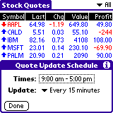 Stock Quotes for Palm OS