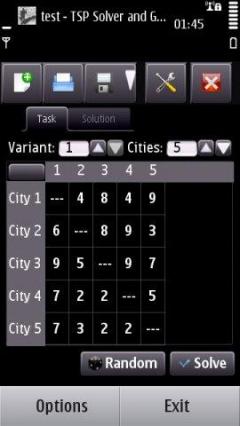 TSP Solver and Generator for Symbian